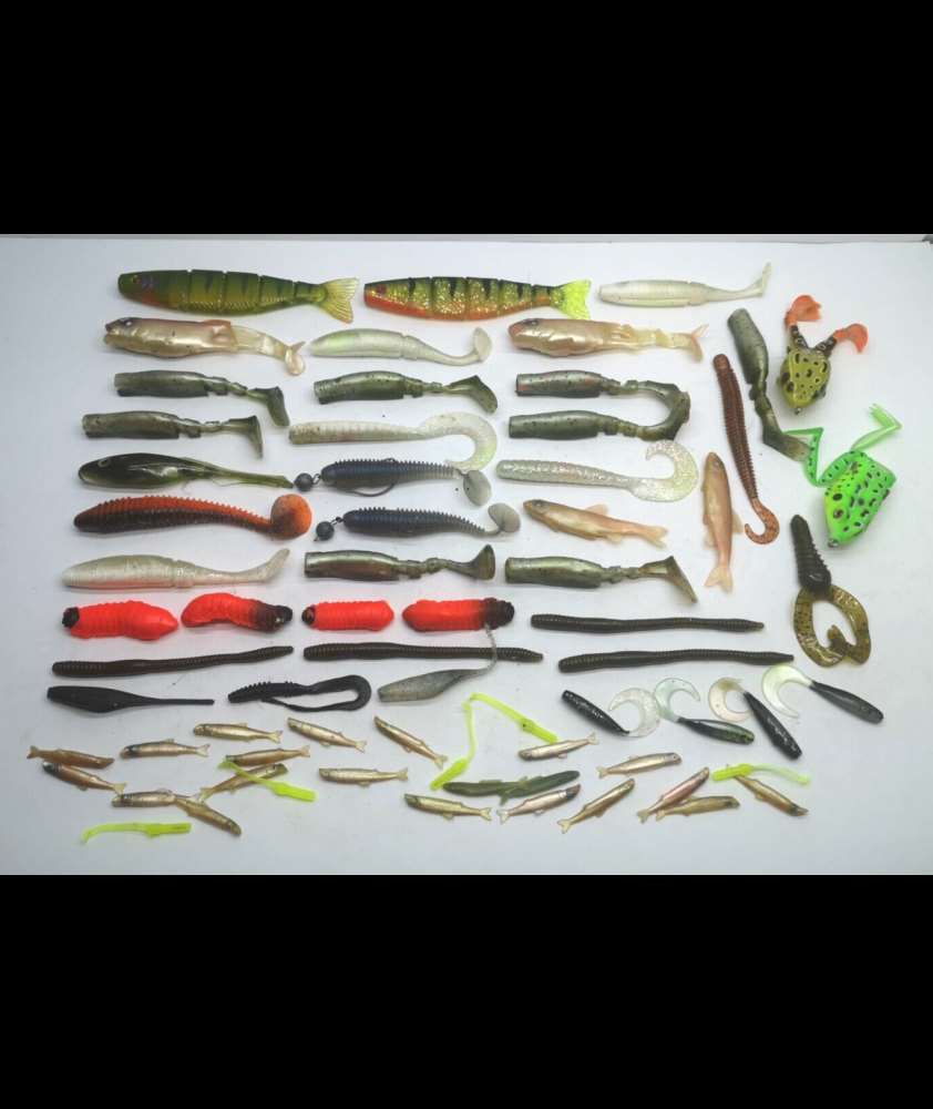 Lotto Gomme assortite - Soft bait - recupero alluvione - Pesca - CD778