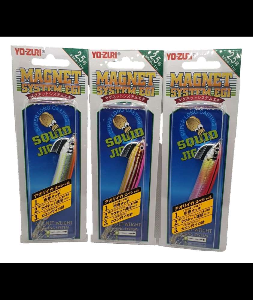 3 Totanare YO-ZURI Magnet - Mis. 2.5 - 80 mm - 11 g - Colori assortiti - CD866