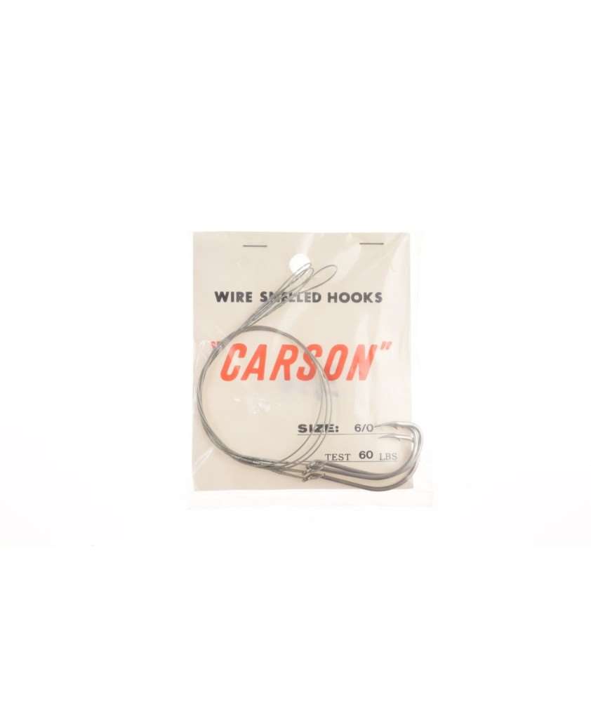 CARSON Wire snelled - Stainless Steel - Beak Hooks - Size 6/0 - 60 Lbs - AZ495