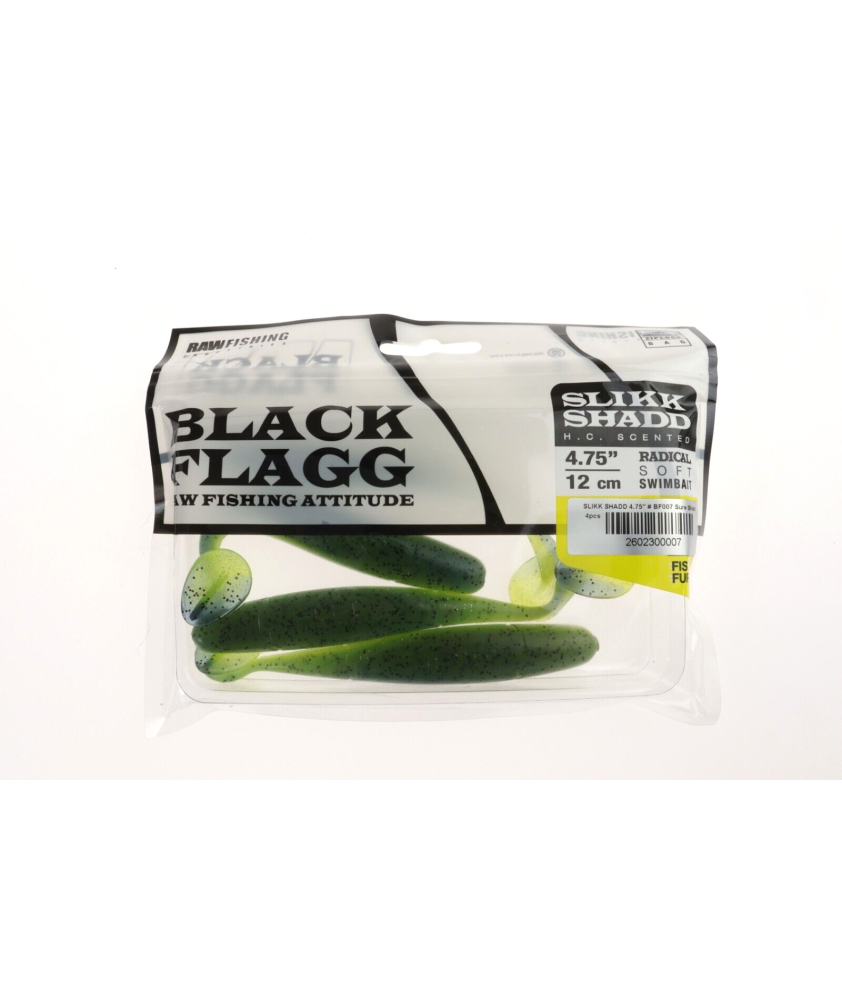 BLACK FLAGG - Slikk Shad BF007 - 4.75" - 12 cm - Sure Shad -  4 pezziAZ613