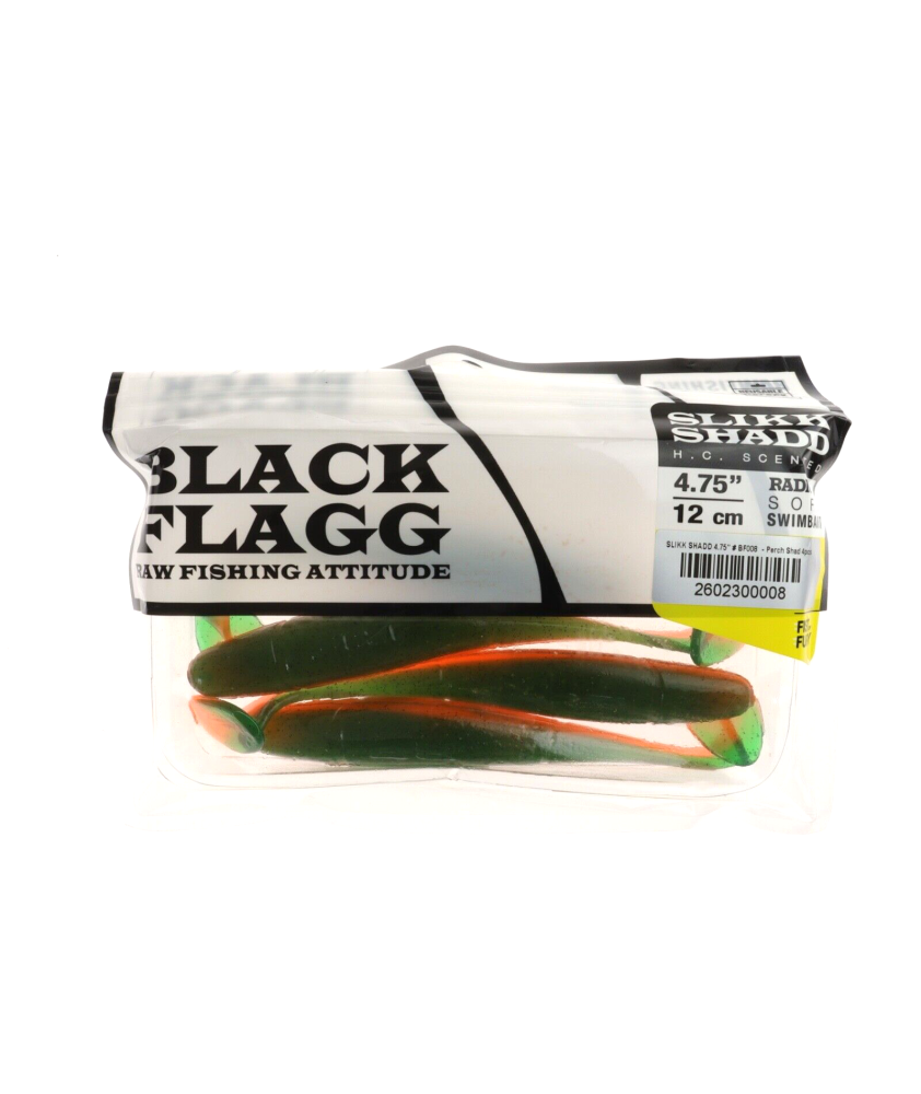 BLACK FLAGG - Slikk Shad BF008 - 4.75" - 12 cm - Perch Shad - 4 pezzi - AZ616