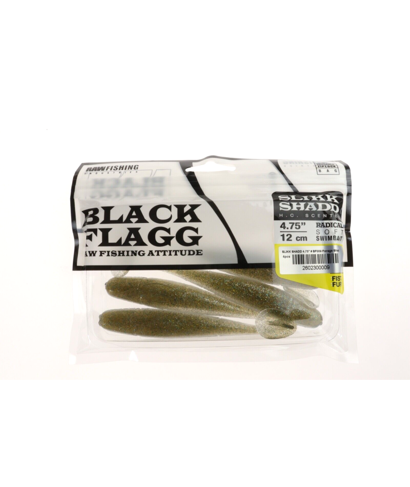 BLACK FLAGG - Slikk Shad BF009 - 4.75" - 12 cm - Forage Shad - 4 pezzi - AZ617