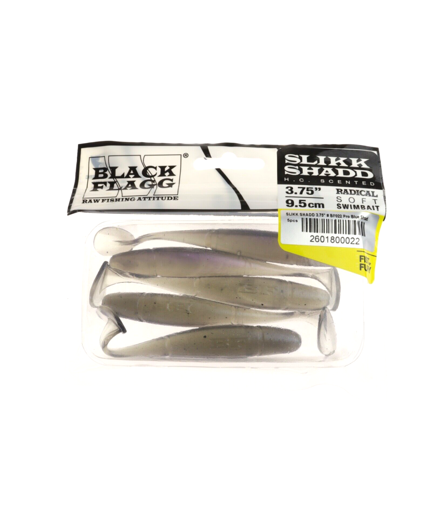 BLACK FLAGG - Slikk Shad BF022 - 3.75" 9,5 cm - Pro Blue Shad - 5 pezzi - AZ622