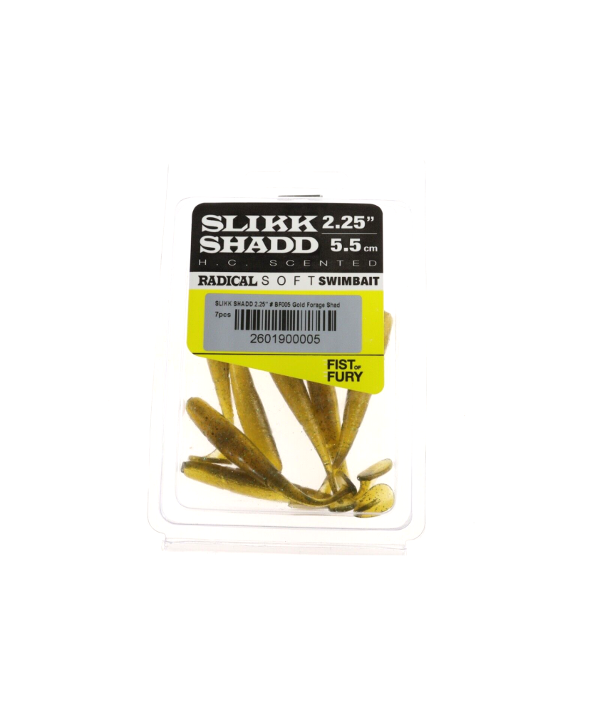 BLACK FLAGG Slikk Shadd BF005 - 2.25" - 5.5 cm Gold Forage Shad 7 pezzi - AZ641