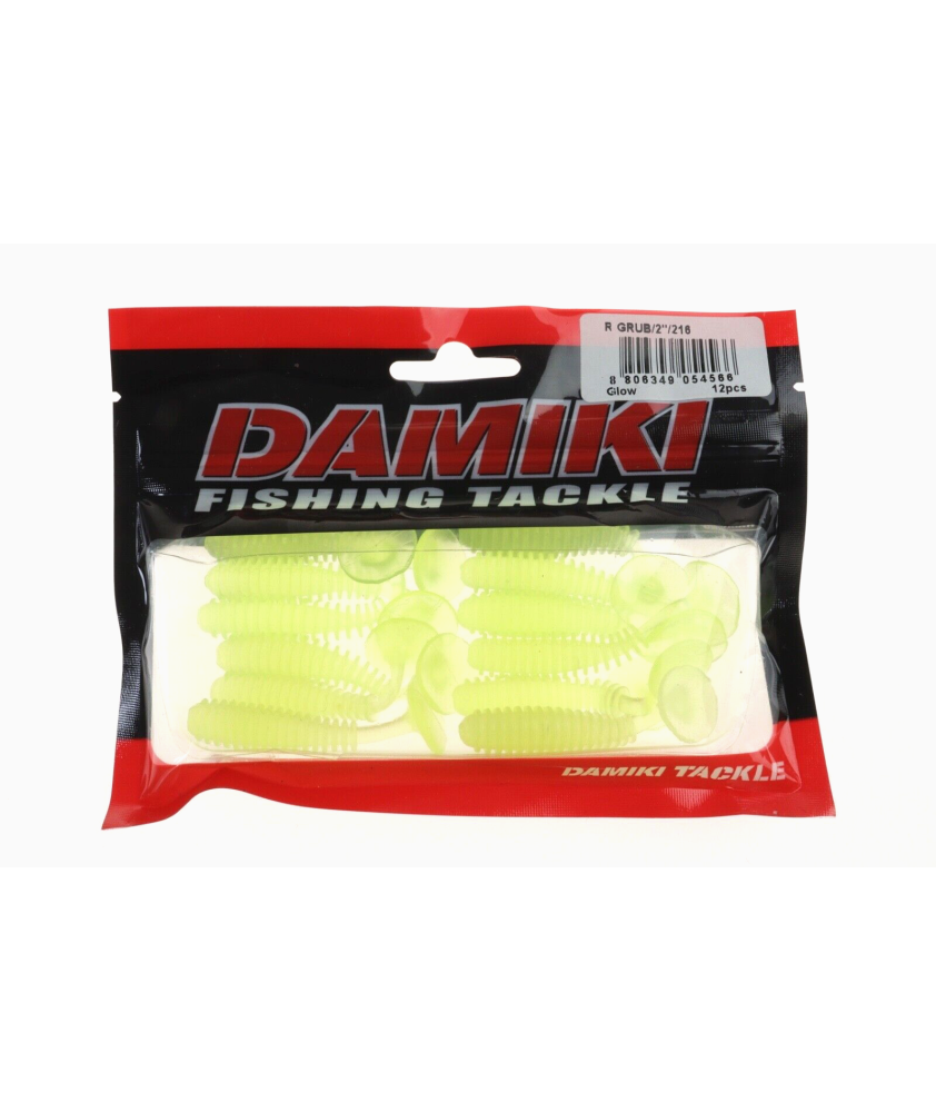 DAMIKI FISHING TACKLE - R Grub - 2" - 5,5 cm - Glow - 12 pezzi - AZ644