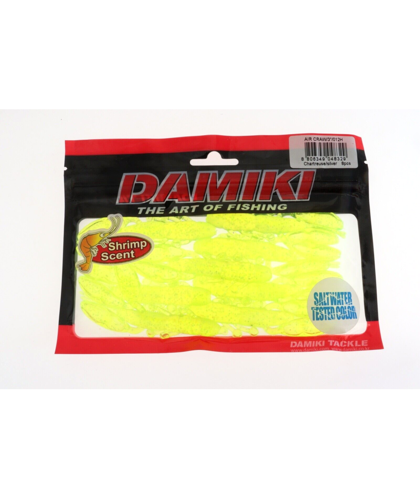 DAMIKI - Air Craw  - 3" - 7,5 cm - Chartreuse/silver - 8 pezzi - AZ648