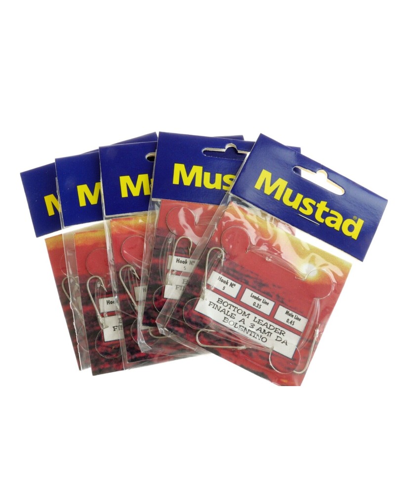 MUSTAD 5 bustine finale a 3 ami - Hook 5 Leader Line 0.35 Main Line 0.45 AZ665