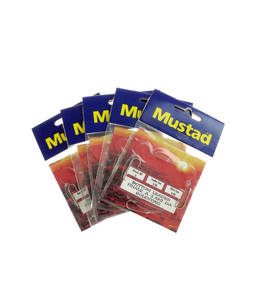 MUSTAD 5 bustine finale a 3 ami - Hook 6 Leader Line 0.30 Main Line 0.40 AZ667