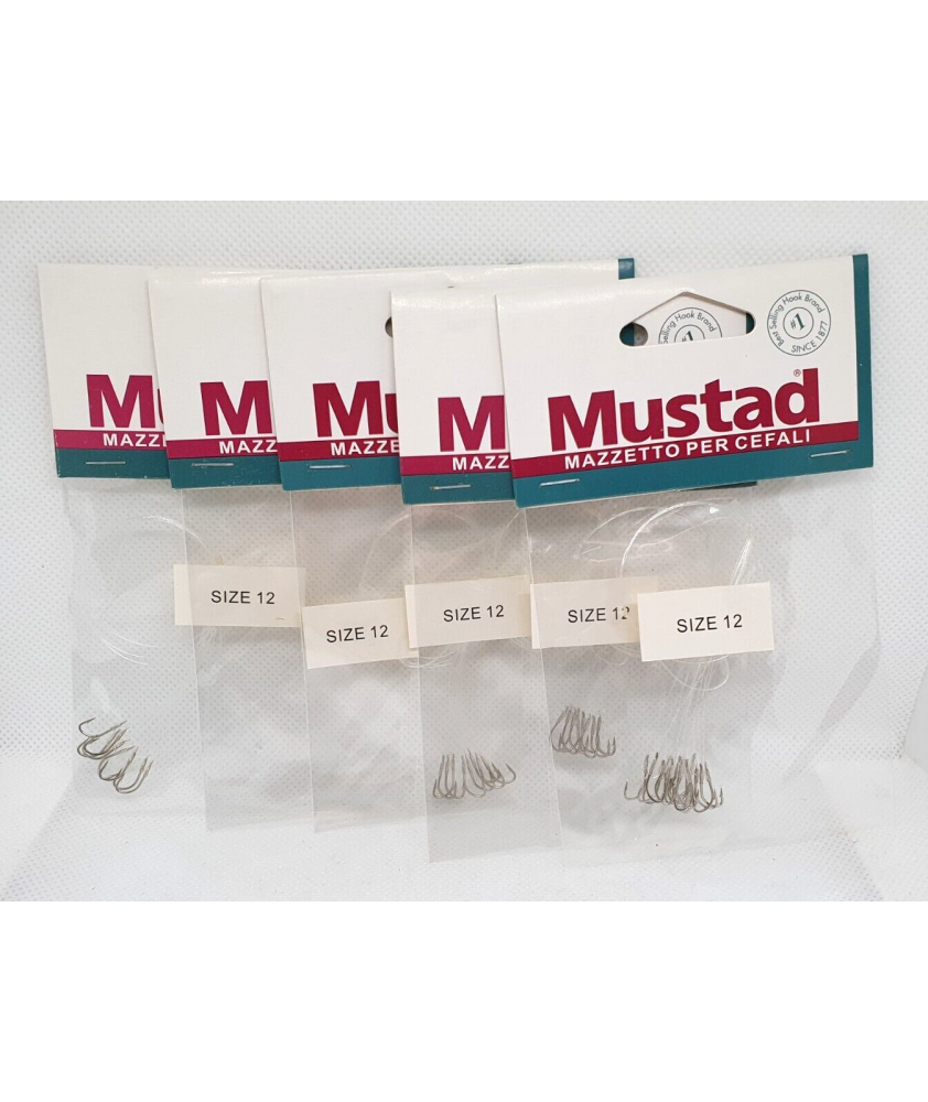 5 Pezzi - Mazzetto per cefali - MUSTAD - Size 12 - EF138