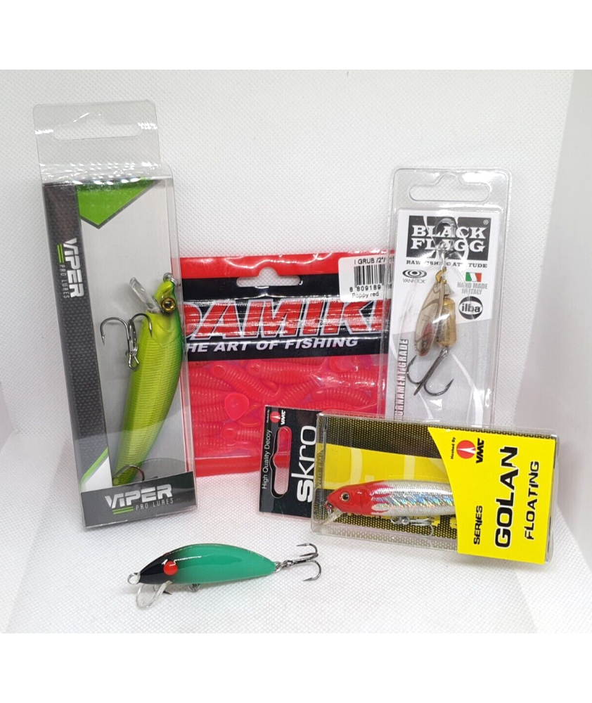 Lotto di 4 esche Lago Trota Bass + 1 Real Winner Originale Nuovo - EF158