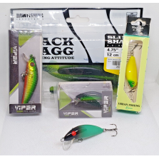 Lotto di 4 esche Lago Trota Bass + 1 Real Winner Originale Nuovo - EF168