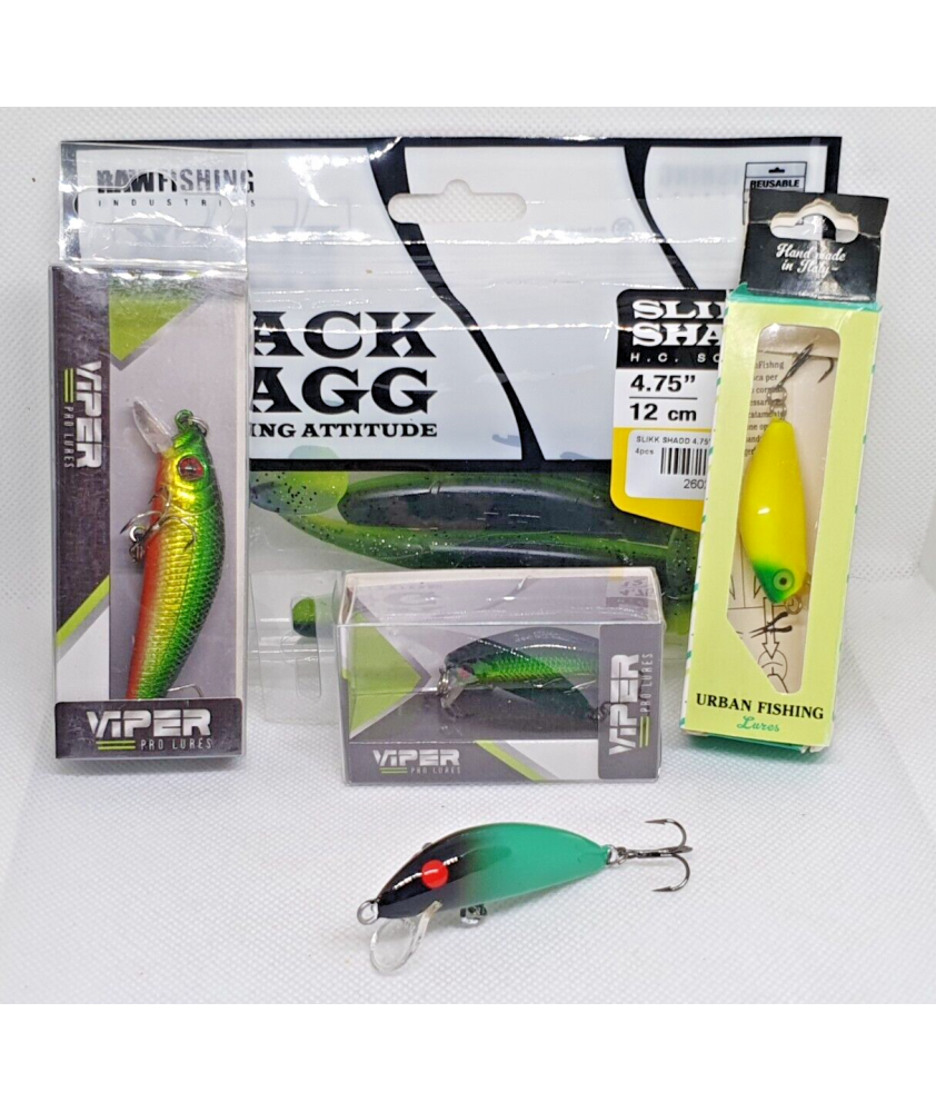 Lotto di 4 esche Lago Trota Bass + 1 Real Winner Originale Nuovo - EF168