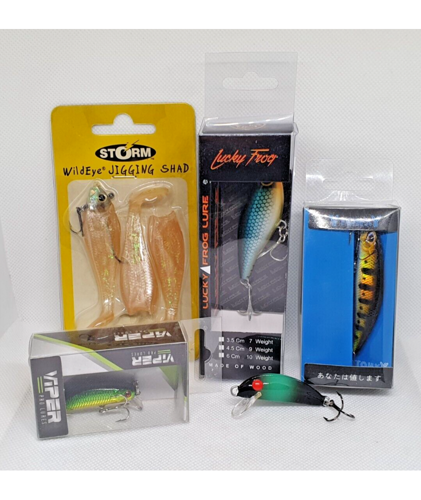 Lotto di 4 esche Lago Trota Bass + 1 Real Winner Originale Nuovo - EF181