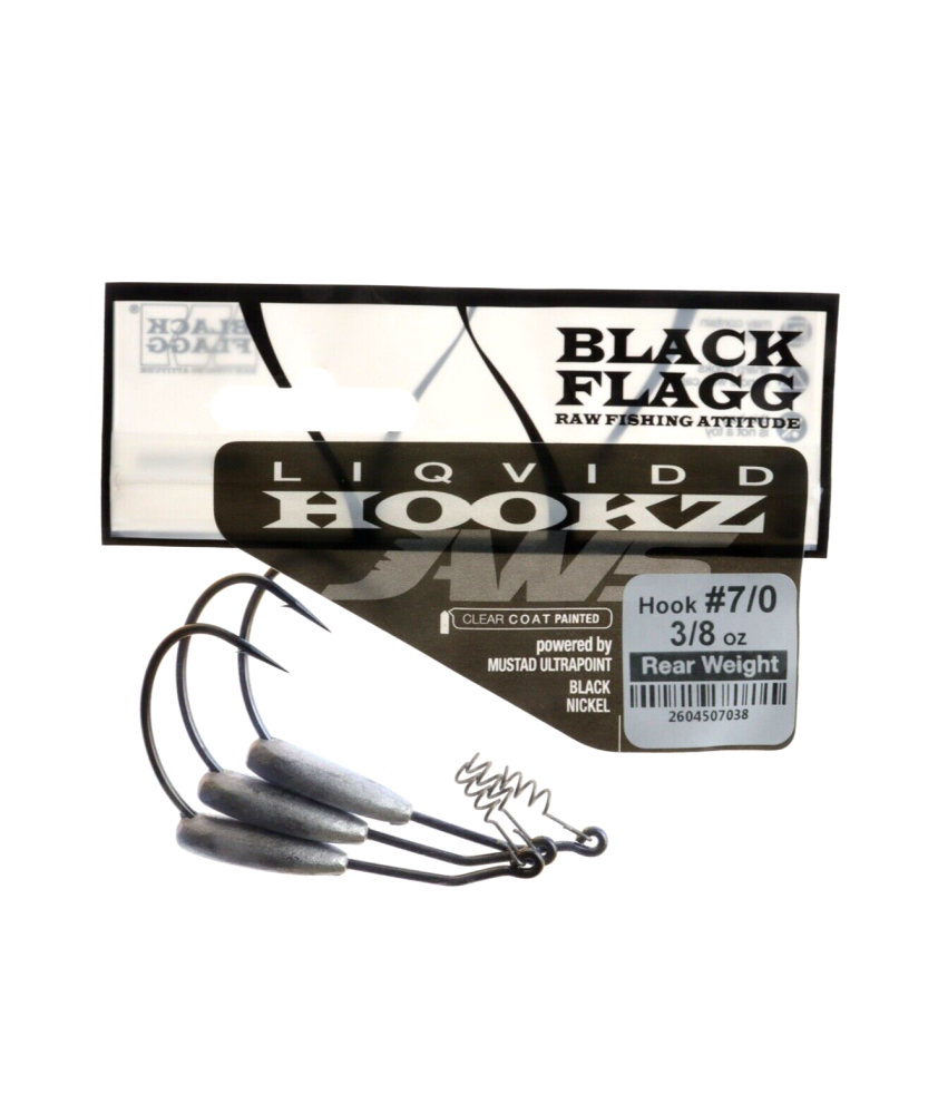 BLACK FLAGG - LIQUID HOOKZ - Size 7/0 - 3/8 oz - Rear Weight - 3 pezzi - AZ834B