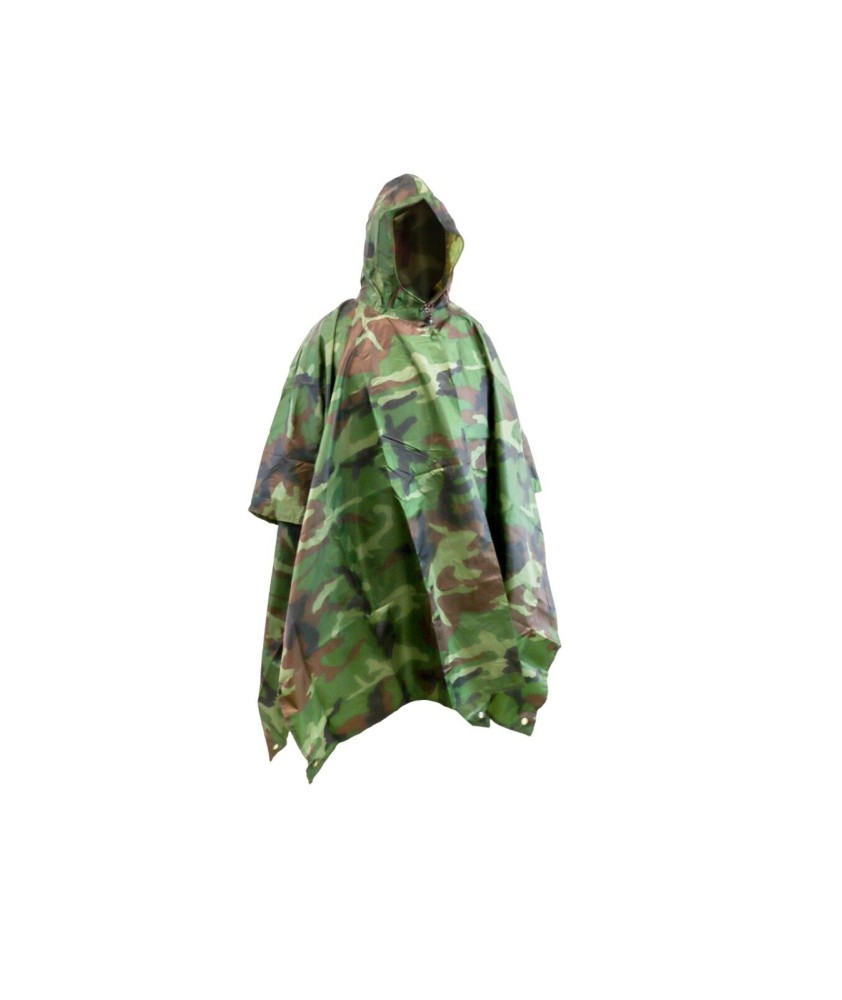 Poncho impermeabile design militare - poliestere UNISEX - con custodia - AZ876A