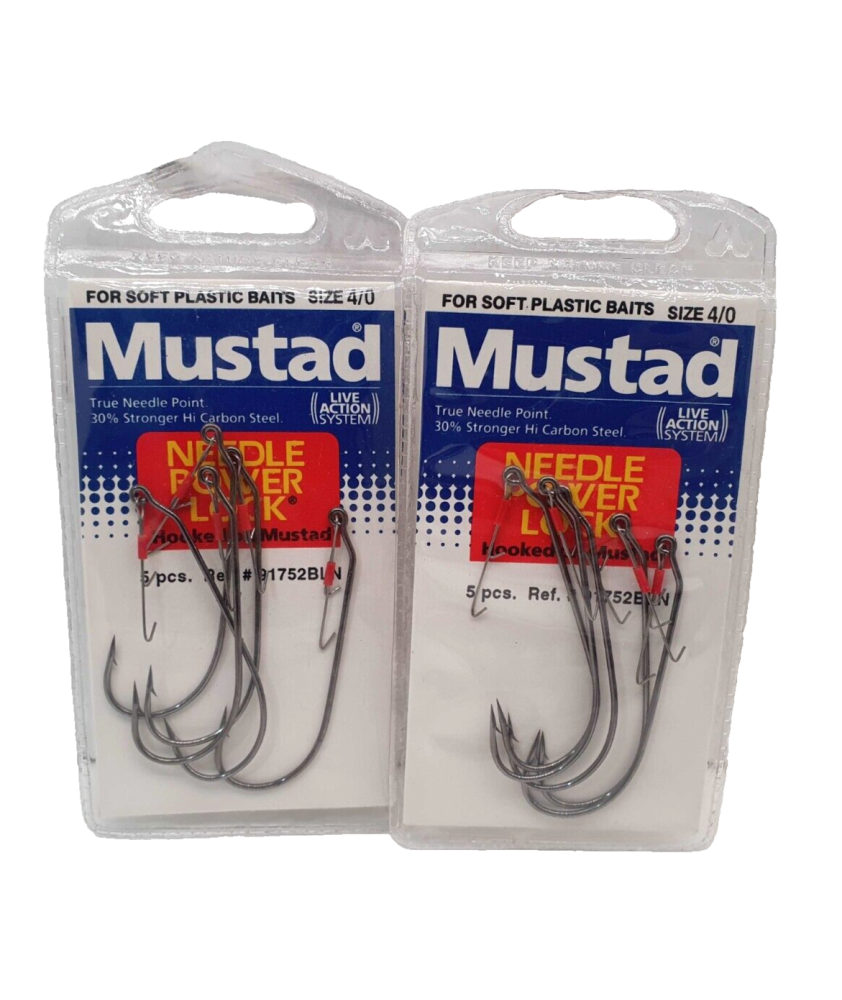 2 Bustine da 5 Pezzi - Ami MUSTAD - Ref. 91752BLN - Size 4/0 - Black Bass EF409