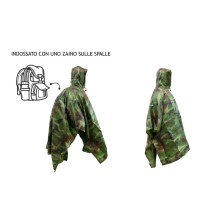 Poncho impermeabile design militare - poliestere UNISEX - con custodia - AZ876A