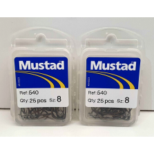 2 Pacchetti da 25 Pezzi - Ami con occhiello MUSTAD - Ref. 540 - Size 8 - EF422