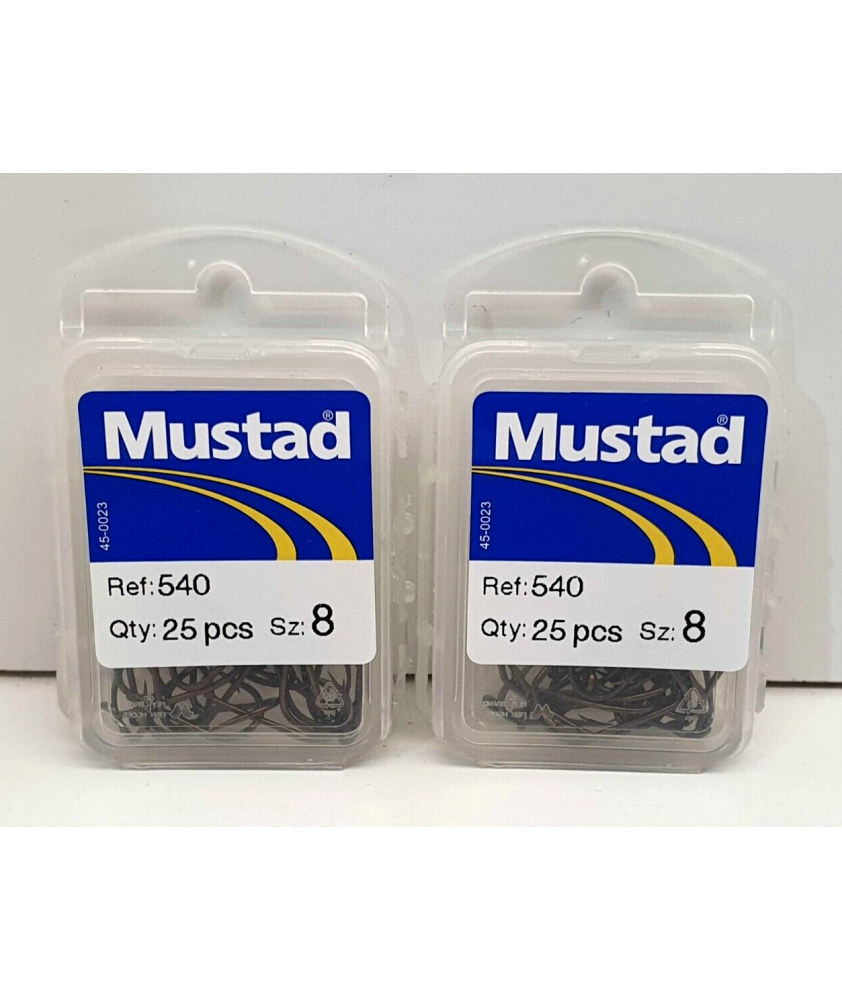 2 Pacchetti da 25 Pezzi - Ami con occhiello MUSTAD - Ref. 540 - Size 8 - EF422