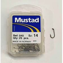 2 Pacchetti da 25 Pezzi - Ami con occhiello MUSTAD - Ref. 540 - Size 14 - EF424