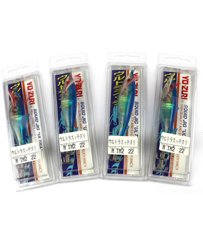 Lotto 4 Totanare YO-ZURI Squid Jig Ultra Size M - M2 - Col. 22 - 11,5 cm - AB69